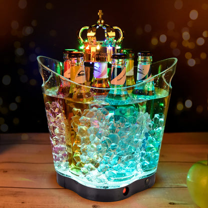 LED Ice Bucket - Portable Colorful Gradient Ice Bucket 6 Liter,Great for Home Bar, Chilling Beer, Champagne and Wine (Four Leaved Clover-1pcs)