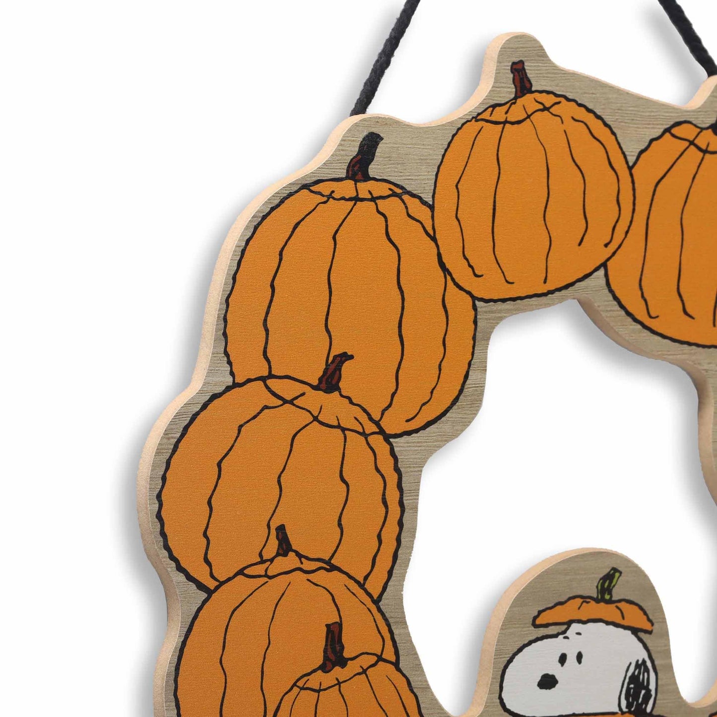 Peanuts Snoopy Jack-O-Lantern Halloween Wreath Hanging Wood Wall Decor - Fun Snoopy Halloween Sign for Home