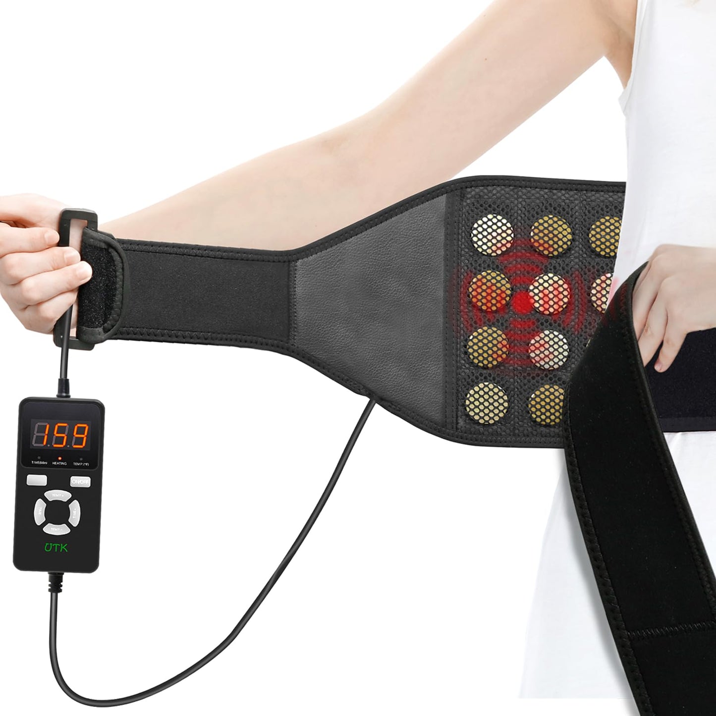 UTK Heating Pad for Back Pain Relief, Far Infrared Heating Pads with 20 Natural Jade Stones, Heating Fast, Hot Enough, Auto Shut Off, Smart Controller, 55'' Large Size Heat Pad for Back