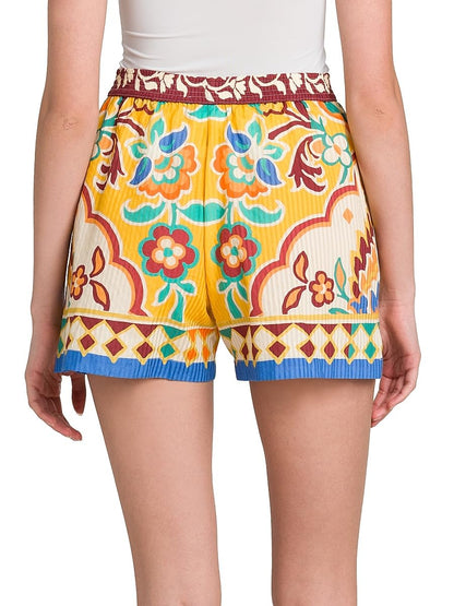 Etro, Tapestry Pull-On Shorts, X-Small, Printed Yellow Base