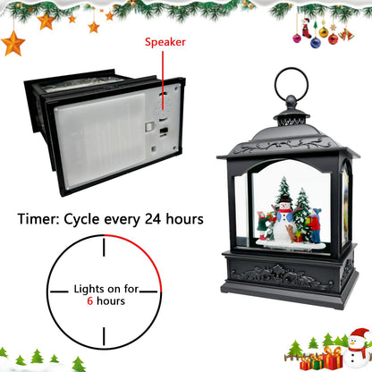 AOMIL Christmas Snow Globes Lantern with Music & Timer - USB/Battery Operated LED Glittering Globe Lantern, Snow Globe Decoration for Home Holiday Decor (Snowman)