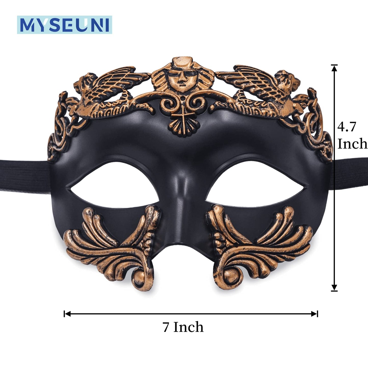 MYSEUNI Masquerade Mask for Men - Roman Greek Venetian Half-face Mask for Mascarade Ball Halloween Party Mardi Gras Masks Costume Accessory