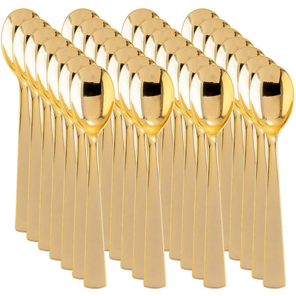 Liacere 360Pcs Plastic Spoons - 6.7 inch Heavy Duty Plastic Spoons-Heavyweight Gold Disposable Spoons-Gold Silverware for Halloween &Chrismas And Daily Using&Thanksgiving