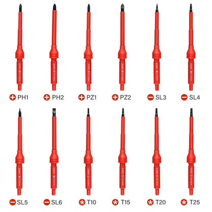 MAXPOWER 12 Piece Insulated Electricians Screwdriver Set with Rubber Handle, Magnetic Tips | 1000V | Ideal for Electrical, Home and DIY Projects