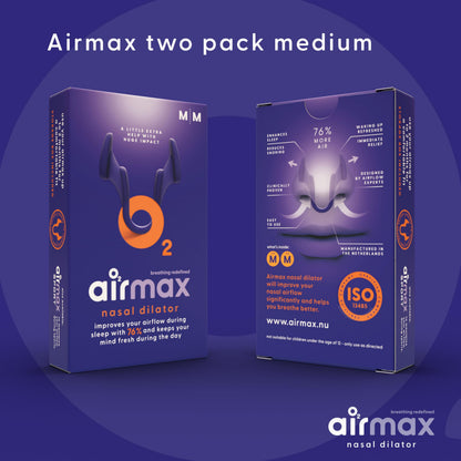 Air Max Nasal Dilator | Anti Snore Devices for Men and Women | 2 Pack Medium | 76% More air for Better Breathing, Sleep aid & snoring Relief | Reusable