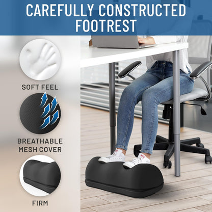 Everlasting Comfort Adjustable Cloud Foot Rest for Under Desk at Work with Pressure Point Nodes - Ergonomic Memory Foam Office Foot Stool & Desk Footrest for Gaming & Home Office