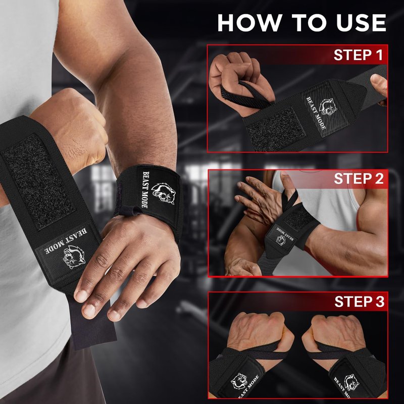 TECEUM Weightlifting Wrist Wraps with Thumb Loop – Black – Arms on Fire – 12 inch – Heavy-Duty Workout Wrist Support & Protection – Ideal for Powerlifting, Strength Training, Bodybuilding