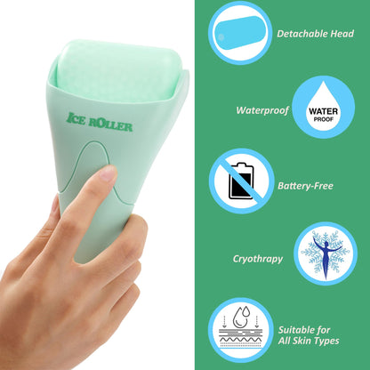 Ice Roller for Face and Body Massage, Facial Roller Skin Care Tool for Reduce Wrinkles and Puffiness, Migraine Pain Relief and Skin Tighten, Cold Therapy for Cooling and Calming(Green)