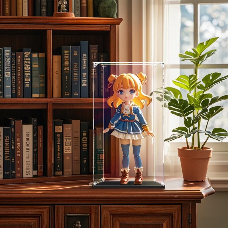 Clear Acrylic Display Case, Self-Assemble Showcase for Collectibles, Action Figures, Dolls- Alternative Glass Box for Commemorative Gifts (10x10x15.7inch, 25x25x40 cm)