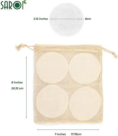 16 Premium Reusable Makeup Remover Pads | Eco-Friendly Gift Packaging | Facial Cleansing Cotton Buds | Makeup Wipes I Packed With A Laundry Bag And Reusable Cotton Pads (16 Count, White)
