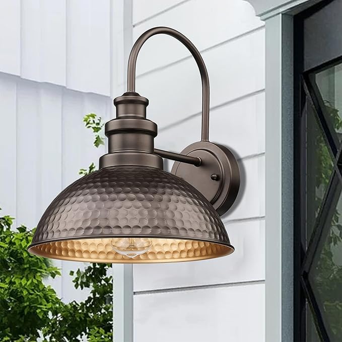 Casia Farmhouse Barn Lights - Rustic Wall Sconce, Exterior & Outdoor Mounted Lighting Fixture, Vintage Gooseneck Wall Lighting，Outdoor Wall Light (Oil Rubbed Bronze, 2 Pack)