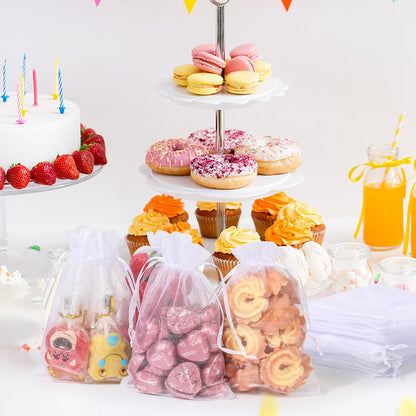 Hopttreely 100PCS Premium Sheer Organza Bags, White Wedding Favor Bags, 4x4.72 Jewelry Gift Bags for Party, Jewelry, Christmas, Festival, Bathroom Soaps, Makeup Organza, Wrapping Supplie