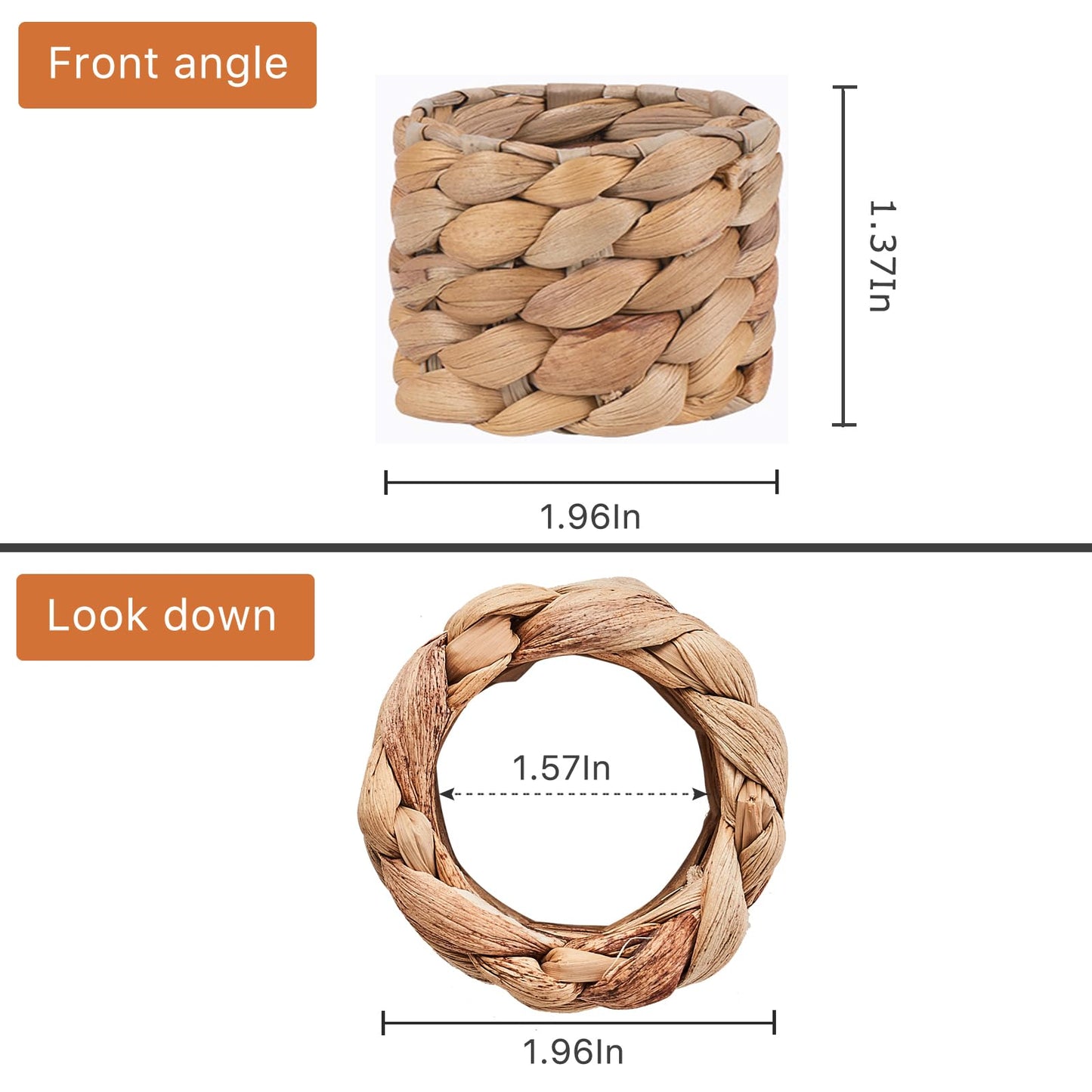 BEIBANG 6pcs Farmhouse Napkin Rings Holder by Handmade, Rustic Woven Napkin Rings Holder, Fall Woven Napkins Rings for Thanksgiving, Christmas, New Year Eve, Easter