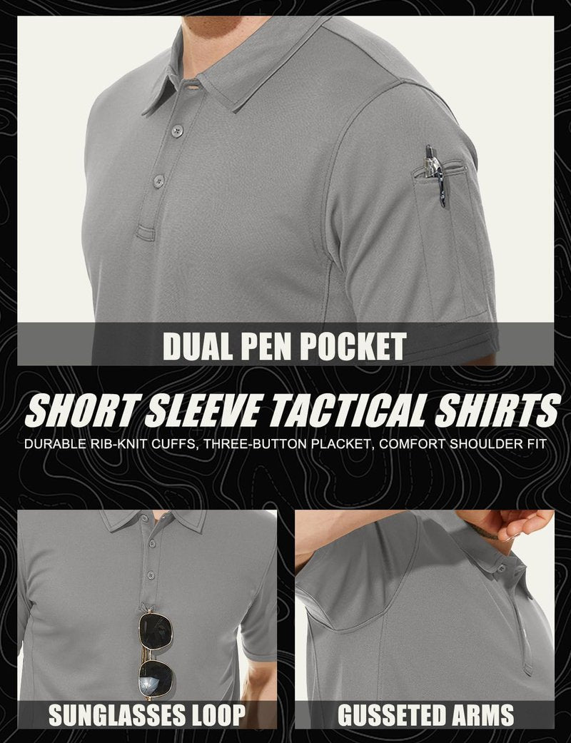 MAGCOMSEN Work Shirts for Men Golf Shirts Fishing Shirts Casual Shirts Quick Dry Shirts Golf Polo Shirts Light Grey M