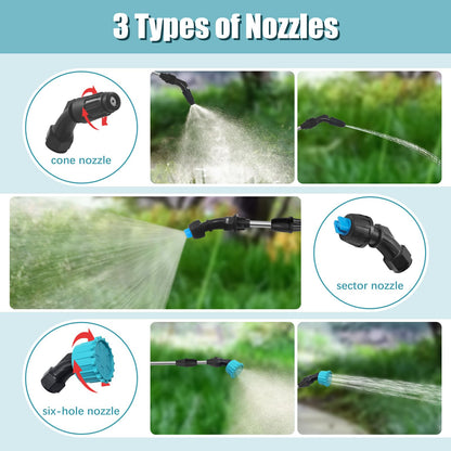 Battery Powered Garden Sprayer, 1 Gallon Electric Sprayer in Lawn with USB Rechargeable Handle, Retractable Wand, 3 Mist Nozzles, Yard Water Pump Sprayers with Adjustable Shoulder Strap for Gardening