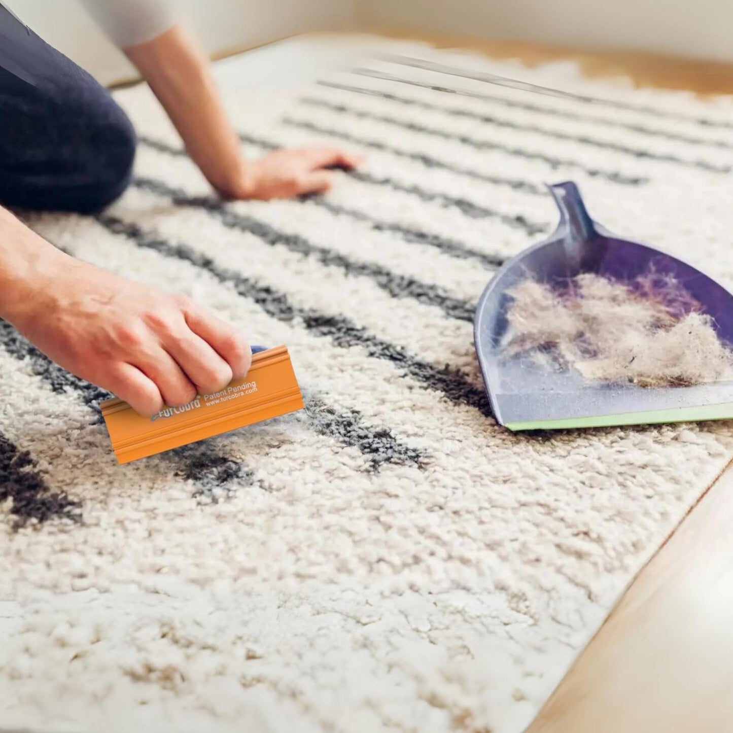 FURCOBRA Pro Pet Hair Remover for Car 4.33" - Lightweight, Compact Cat Dog Fur Remover, Scraper, Cleaner for Bed, Couch, Carpet, Home Surfaces - Portable, Easy to Use Pet Hair Removal Tool