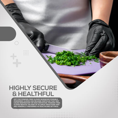 Black Nitrile Disposable Gloves - Latex-Free, Powder-Free, Pack of 1000, Strong and Puncture-Resistant, Medical, Food Handling, Tatoo Barber Shop Gloves (Large)