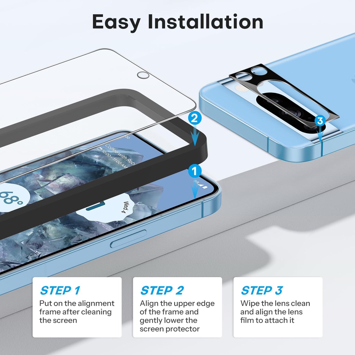 OMOTON 3+2 Pack for Google Pixel 9 Pro XL Screen Protector 6.8 Inch, 3 Tempered Glass Film & 2 Camera Lens Protector, Bubble-free, HD Clear, Not for 9 Pro/ 9