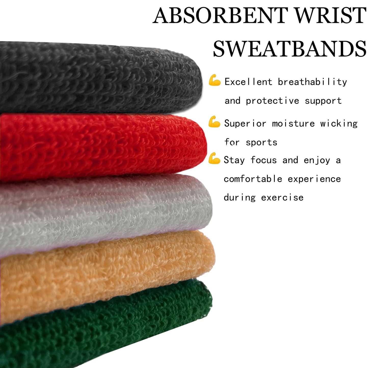 6 Pieces Multi-Sizes Sweatbands Sports Wristband for Men Women Moisture Wicking Tennis Wrist Bands Athletic Cotton Terry Cloth Sweatband for Pickleball,Basketball,Running,Gym,Working Out -Blue