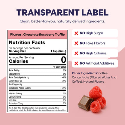 Coffee Concentrate - Limited Release Flavors - Cold Brew Coffee, Perfect for Hot or Iced Instant Coffees, Hot Drinks, Cold Brew Concentrate, 35 Servings - Chocolate Raspberry Truffle