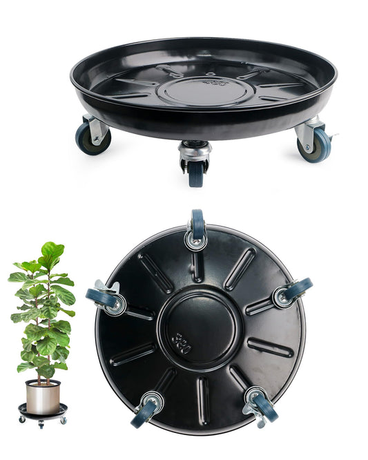 Tadpolebaby Heavy-Duty Plant Caddy with Wheels 14 Inch, 360° Lockable Caster,Outdoor Rolling Plant Dolly That is Not Easily Rusted, Indoor Metal Plant Cart with Rollers, Plant Pot Trolley, Black 3Pack
