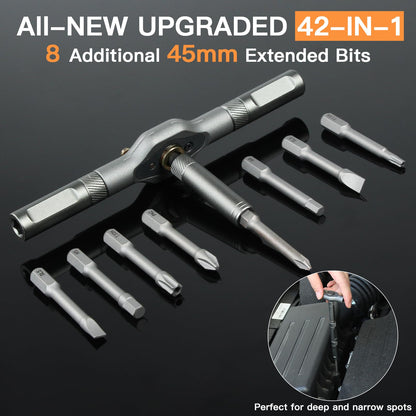 Faireach 42 in 1 Ratchet Screwdriver Set with Detachable T Handle, Magnetic Screwdrivers bits with Case, Multi Precision Repair Tool Kit for Furniture Electronics Cars Bicycle, DIY Free Combination