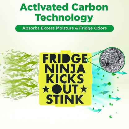 Fridge Ninja Compact Fridge Deodorizer (2 Pack) - More Effective Than Baking Soda - Compact Size Refrigerator Deodorizer Made of Activated Carbon