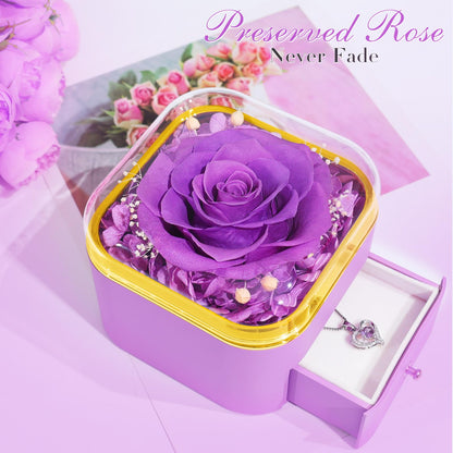 Beferr Valentines Day Gifts for Her Preserved Real Rose with Necklace Eternal Roses Forever Flowers for Delivery Prime Mothers Anniversary Birthday Gifts for Women Mom Grandma Wife Daughter Girlfriend
