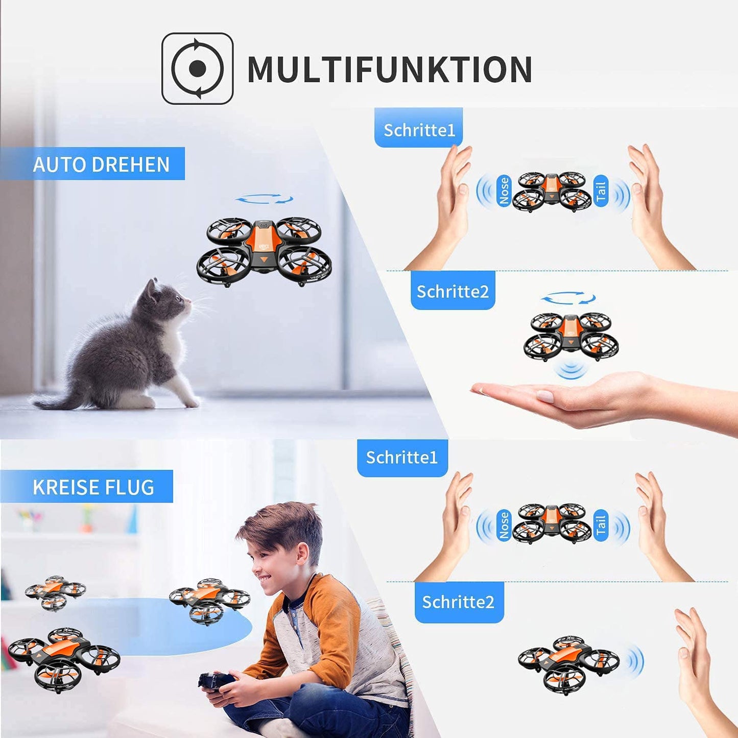 4DRC Mini Drone With 720P HD Camera For Kids, FPV 2.4G WiFi, Upgraded Propeller Guard, 3D Flip, Combat Mode, Induction Of Gravity, Altitude Hold, Headless Mode, One Key Take-Off/Landing, Toy Gift