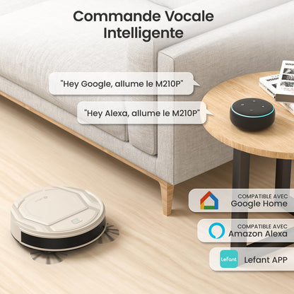 Lefant M210 Pro Robot Vacuum, Slim Quiet, 3 Adjustable Suction Levels, 6 Modes, Robot Vacuum Cleaner for Pet Hair, Hard Floors & Low Carpets, Self-Charging, WiFi/App/Alexa Control, Gray