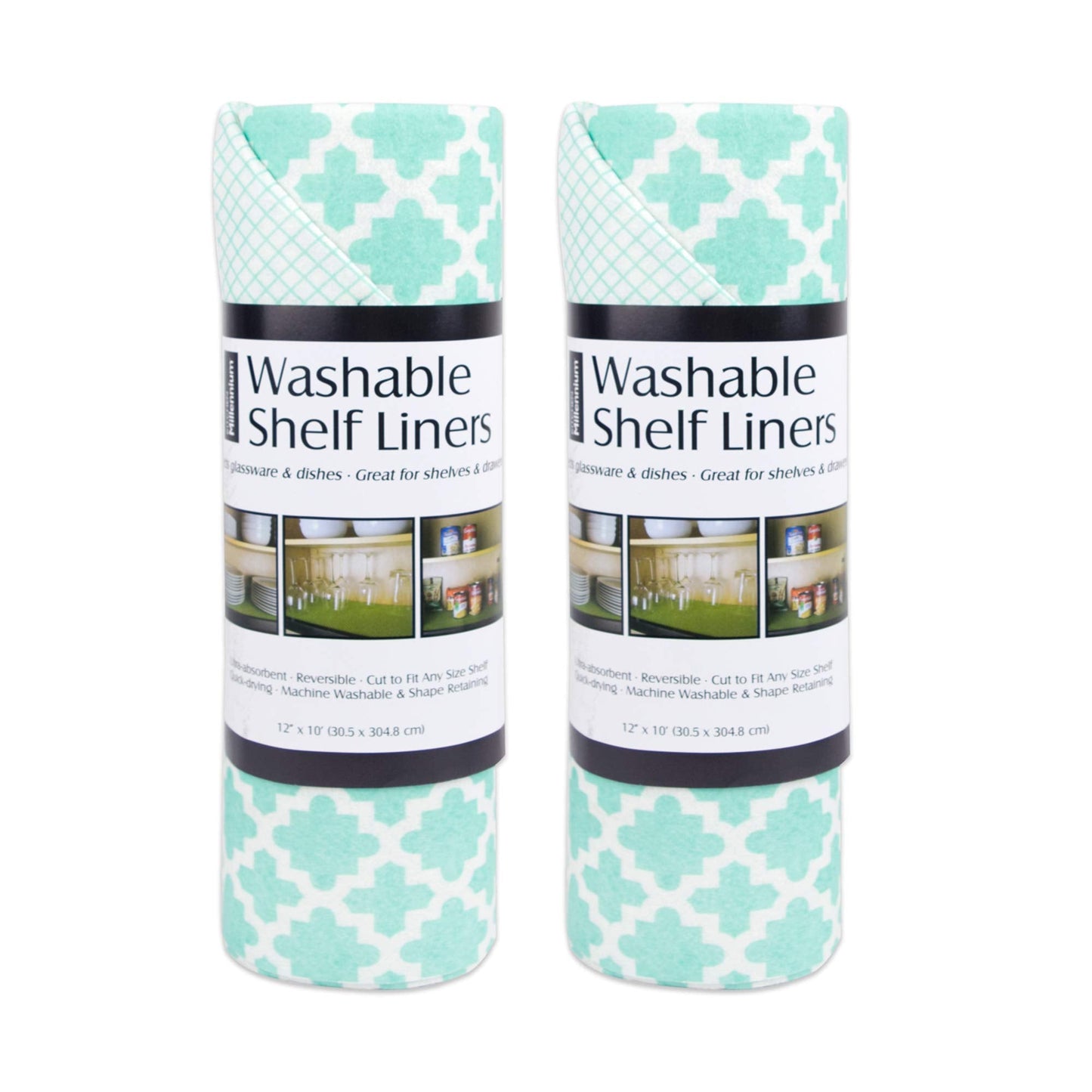 DII Fridge & Shelf Liner Collection Non-Adhesive, Cut to fit, Machine Washable, 12x20, Lattice Aqua Lattice, 2 Piece