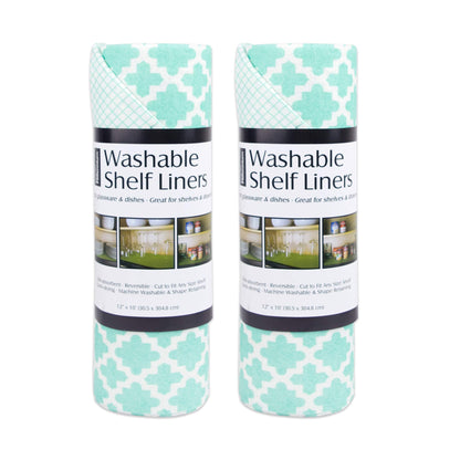DII Fridge & Shelf Liner Collection Non-Adhesive, Cut to fit, Machine Washable, 12x20, Lattice Aqua Lattice, 2 Piece