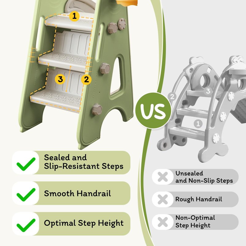 Indoor Toddler Slide for Kids Age 1-7, 3 in 1, Kid Play Climber Playset, Foldiable for Toddlers with Basketball Hoops and Ball, Baby Slide for Backyard Playsets Indoor and Outdoor
