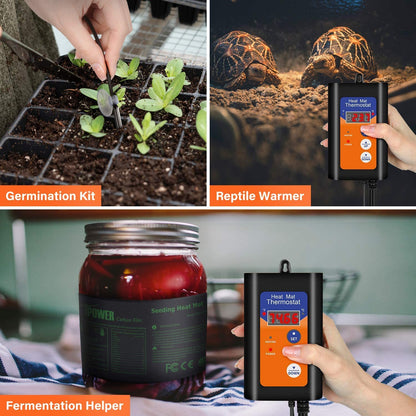 iPower Digital Heat Mat Thermostat Controller for Seed Germination, Reptiles and Brewing Breeding Incubation Greenhouse, 40-108°F, 8.3A 1000W