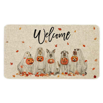 Roszwtit Fall Door Mat 30 X 17 Inch Fall Halloween Dog Welcome Doormat Indoor Outdoor Entrance Floor Mat Non Slip Autumn Halloween Decor Rubber Mats