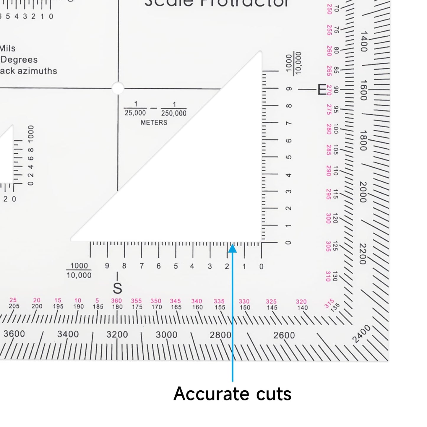 CYA Military Map Protractor Coordinate Scale Map for Land Navigation, Military Style UTM/MGRS Coordinate Scale