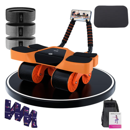 2025 New 4-Wheel Abdominal Roller with Elbow Support : Latest Upgraded High-Performance Exercise Machine With Automatic Rebound, Multi- layered Anti-Slip Design with Calorie Counting LCD Screen