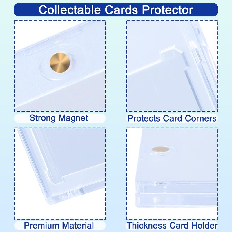 QTYORD 5 Pack 35PT Magnetic Card Holder for Trading Cards, One-Touch Card Case Holder for Baseball Football Sports MTG TCG Collectable Cards