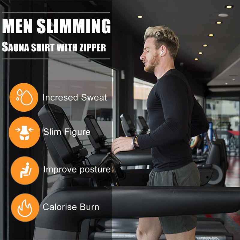 BXVX Sauna Suit Shirt for Men Weight Loss Sweat Waist Trainer Vest Workout Compression Tank Top M