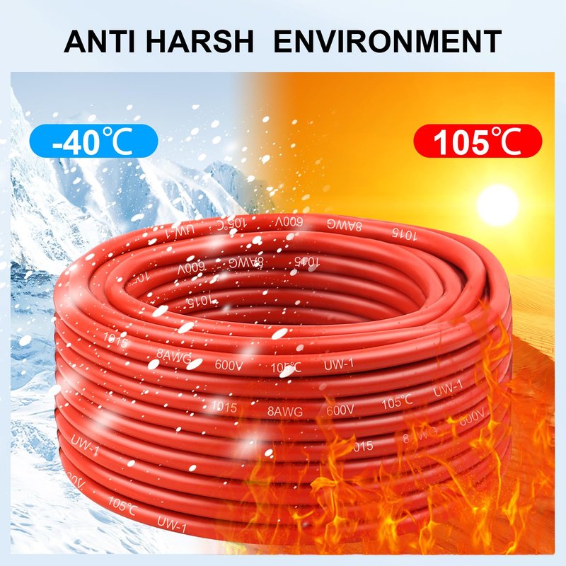 6 Gauge Wire 10 Feet, 6 AWG Pure Copper Wire, 6AWG Red and Black Oxygen Free Stranded Low Voltage Wire for Solar Panel, Automotive, Audio Auto, LED Lighting, Generator(6 AWG 10FT)