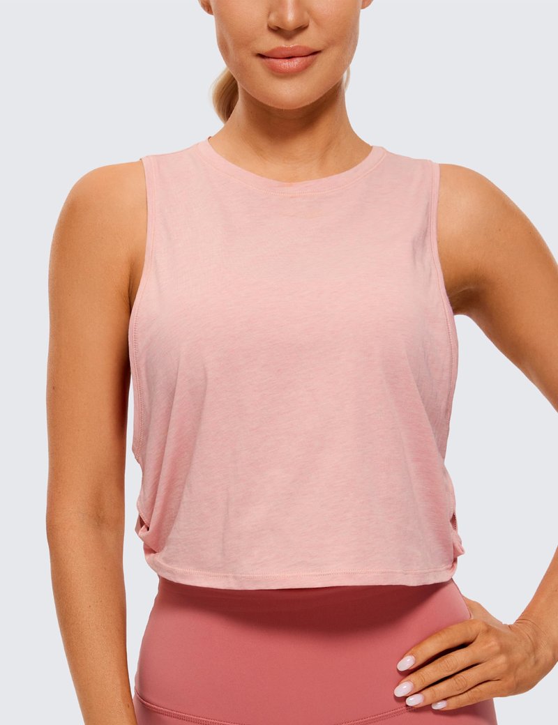 CRZ YOGA Pima Cotton Large Armhole Tank Tops for Women - Workout Sport Athletic Yoga Running Gym Loose Crop Sleeveless Shirts Cinnamon Ash Large