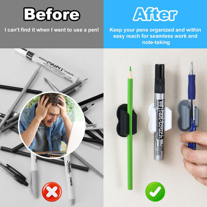 BEFSOP 2025 New Pen Holder, 6 Pack Upgraded Adhesive Pencil Holders for Wall & Desk, Marker Holder, Pen Holder for Clipboard, Teacher Supplies for Classroom kids Desk Accessories Clips Holder