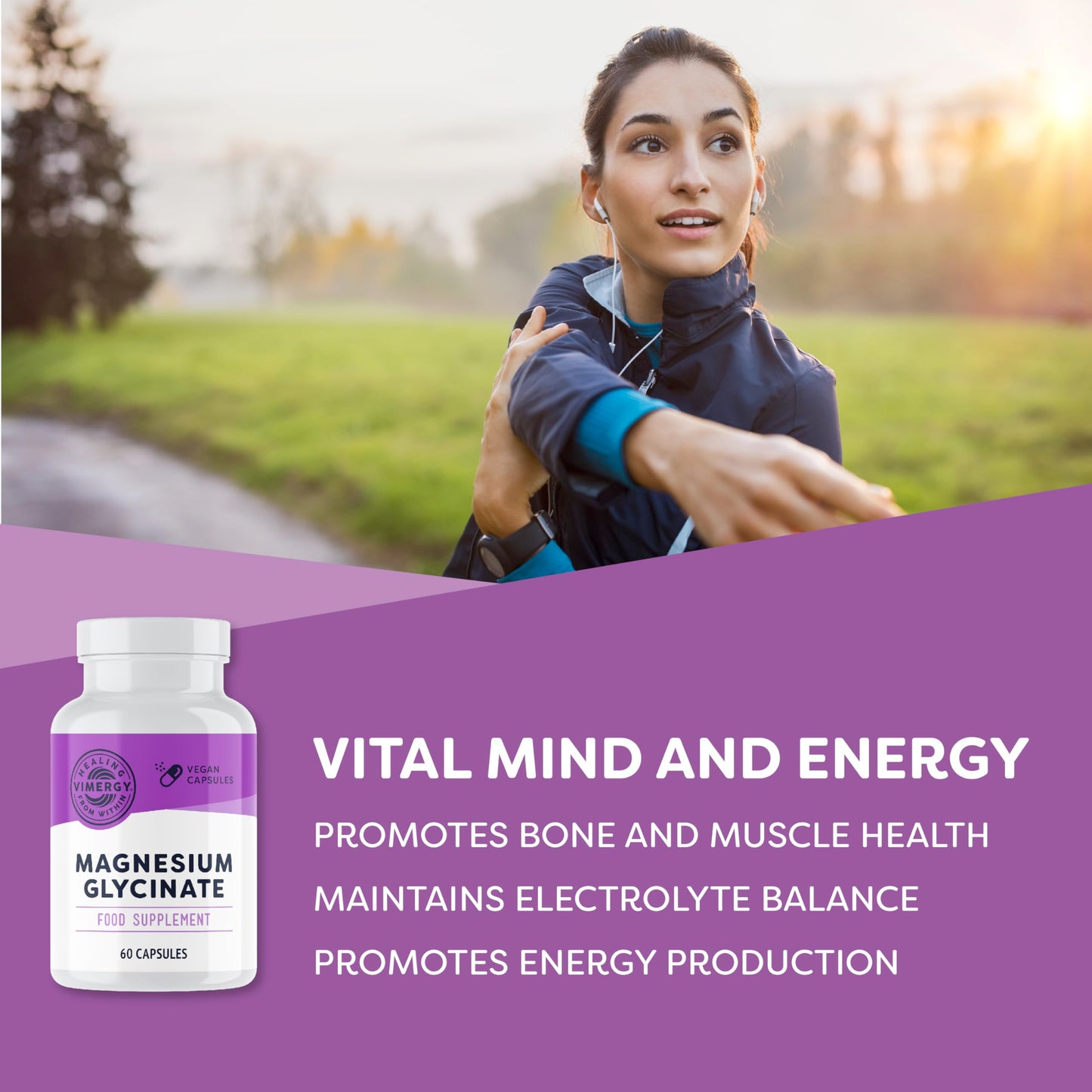 Vimergy Magnesium Glycinate Mineral Supplement – Trial Size 30 Servings – Supports Energy & Reduces Fatigue – Tummy-Friendly Magnesium Supplement – Turmeric & Ginger – Gluten Free Non-GMO Keto/Paleo