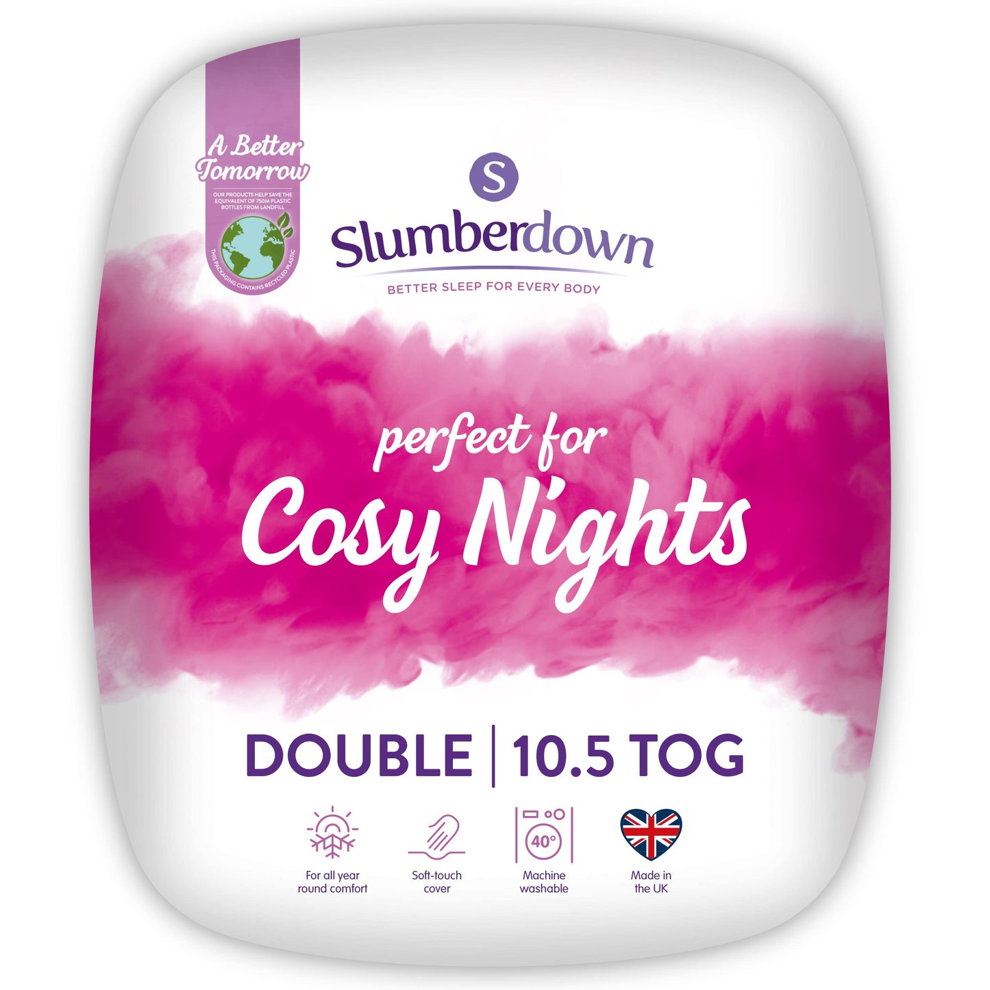 Slumberdown Cosy Nights Double Duvet 10.5 Tog - Breathable & Soft All Year-Round Double Quilt for Summer, Autumn & Winter | UK-Made, Non-Allergenic & Washable (200 x 200cm)