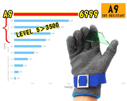 CPTDCL Level 9 Cut Resistant Glove Stainless Steel Mesh Metal Wire Glove Durable Rustproof Butcher Kitchen Cutting Protection (M)
