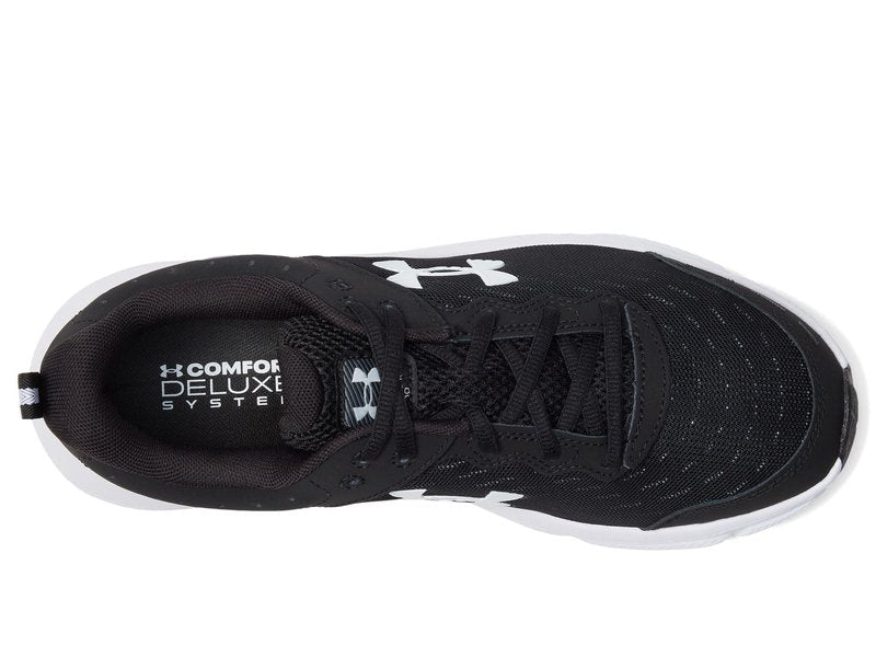 Under Armour Men's Charged Assert 10 Shoes, (001) Black/Black/White, 8 Wide