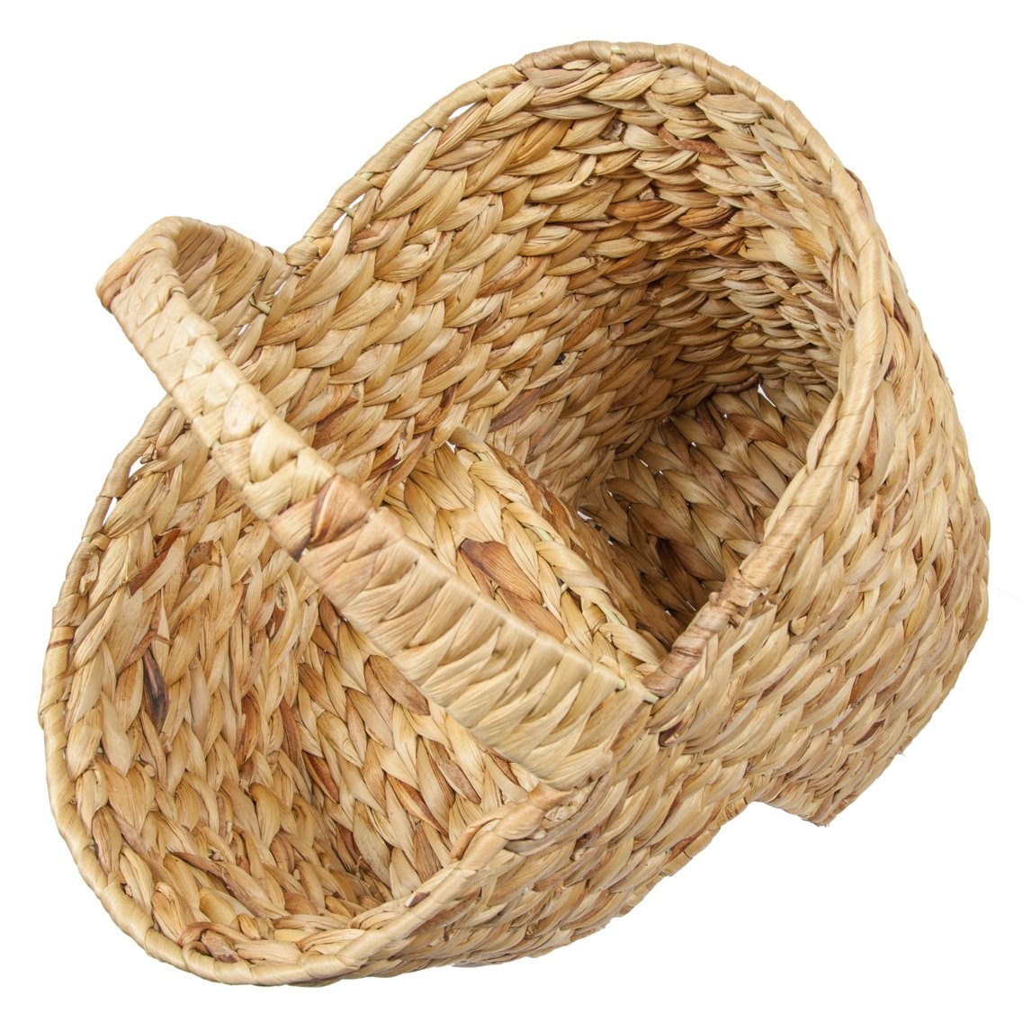 Woodluv Water Hyacinth Stair Basket/Step Storage Basket with Handle, Large, Natural