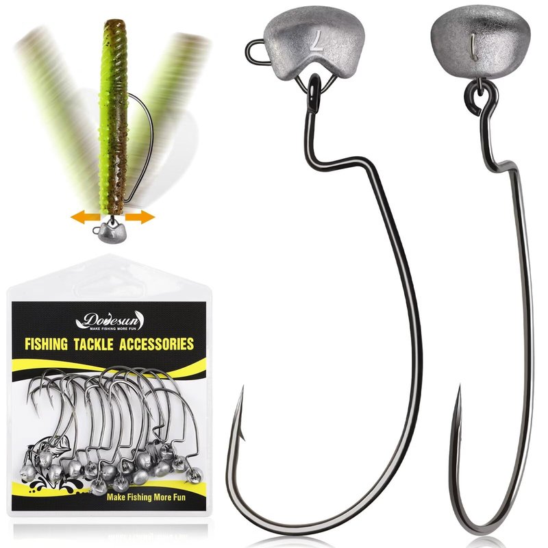 Dovesun Ned Rig Jig Heads Weedless Jig Head for Bass Fishing Swimbait Jig Head Shaky Ned Rig Hooks Saltwater Freshwater 1/8oz(3.5g)-Hook 2/0 * 15pcs