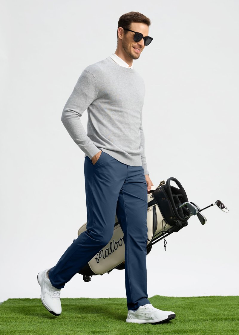 Pudolla Golf Pants for Men Stretch Dress Pants Mens Work Pants 30 Lightweight Quick Dry Casual Slacks Trousers with Pockets(Navy 32Wx30L)