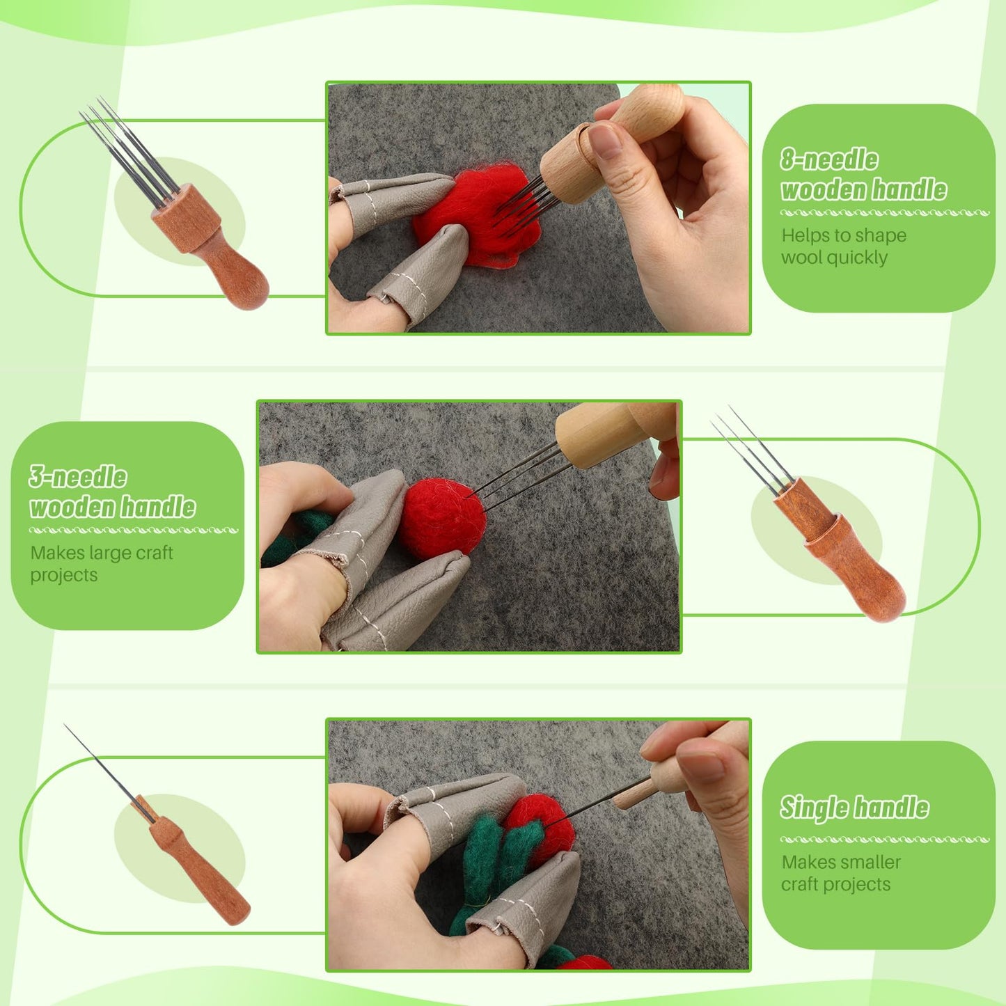 dipeer Needle Felting Tools, Felt Needle Kit 8×10 Inch Felting Pad, 90 Pcs Felting Needles, 3 Size Wooden Handle Holder, Felting Supplies with Storage Bag for Beginners DIY Crafts